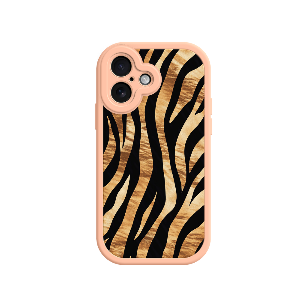 Tiger Stripe iPhone Case – Bold Animal Print with Olive Green Frame