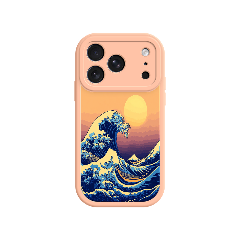 Great Wave Sunset iPhone Case – Japanese Art with Ocean & Mountain Design