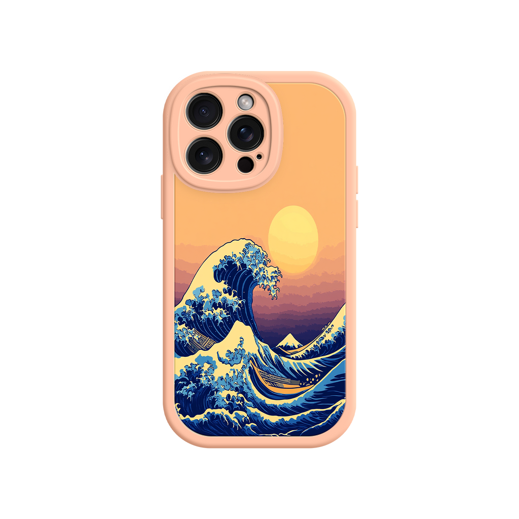 Great Wave Sunset iPhone Case – Japanese Art with Ocean & Mountain Design