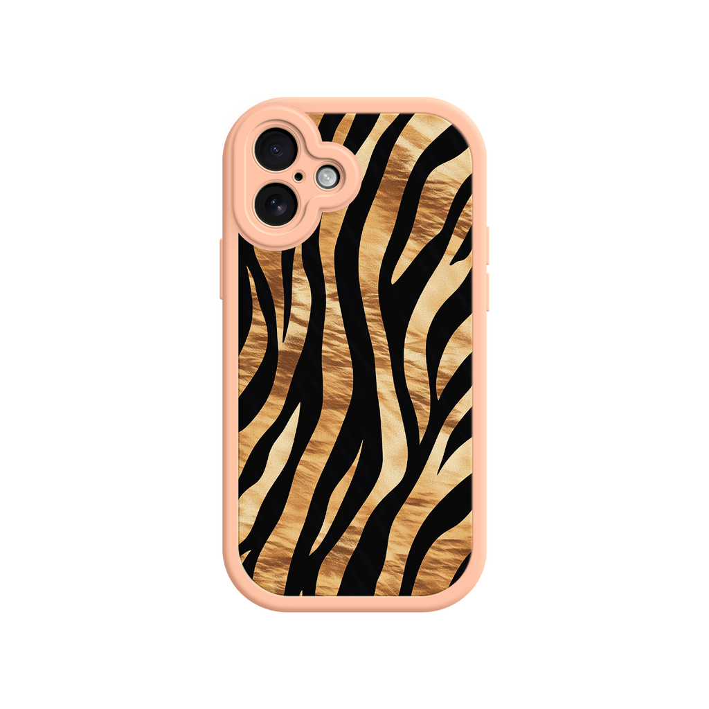 Tiger Stripe iPhone Case – Bold Animal Print with Olive Green Frame