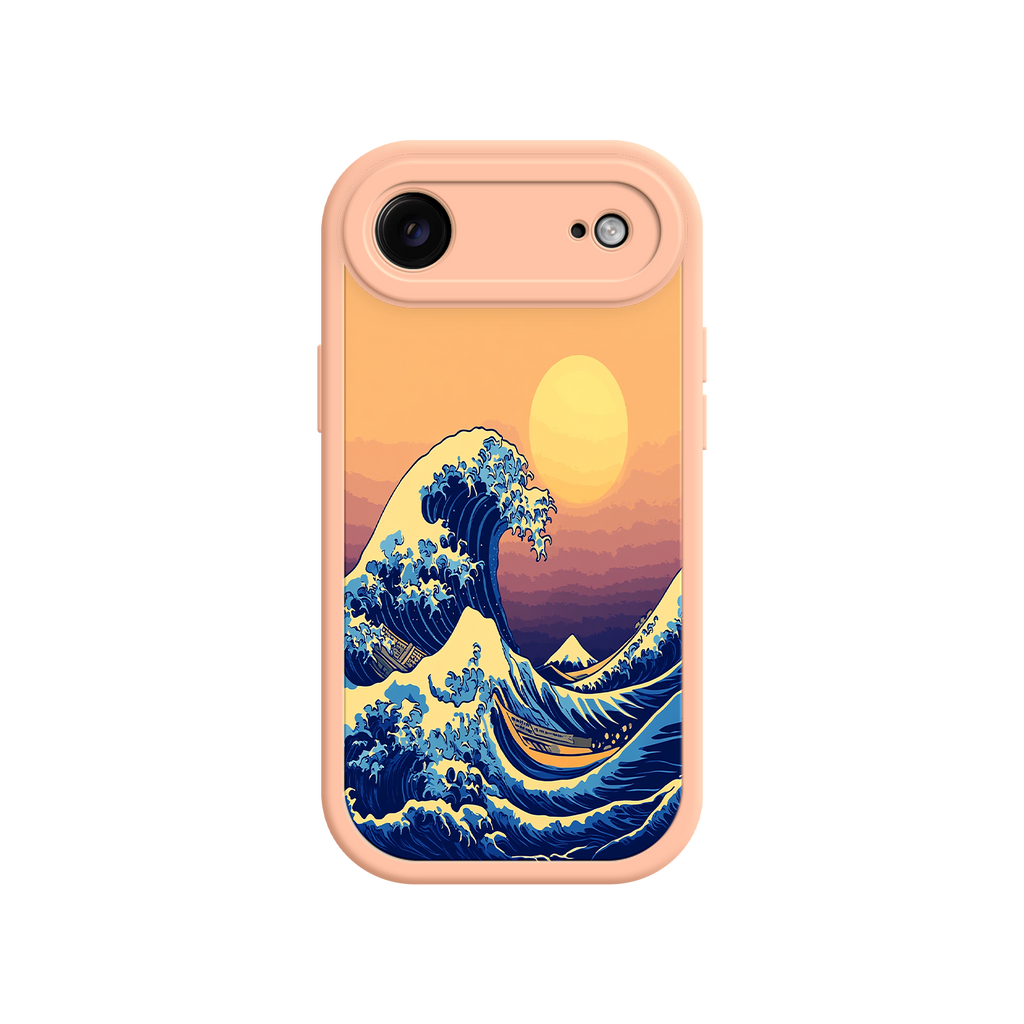 Great Wave Sunset iPhone Case – Japanese Art with Ocean & Mountain Design