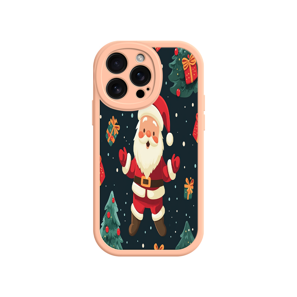 Festive Santa iPhone 17 Case – Christmas Holiday Design, Jolly Santa Claus, Gift Boxes & Trees