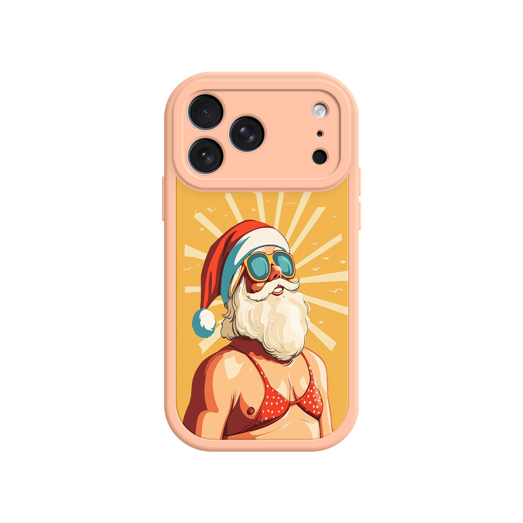 Funny Santa phone case with bikini and goggles