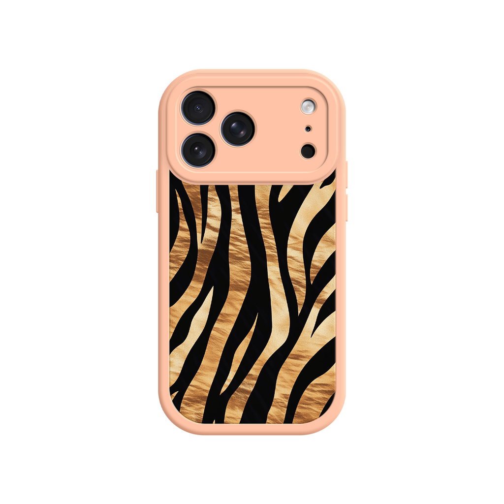 Tiger stripe phone case with green border accent