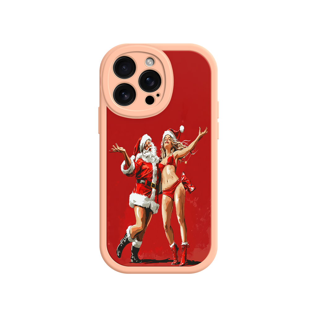 Merry & Flirty iPhone 17 Case – Fun Christmas Couple, Bold Red Festive Design, Santa & Sexy Santa Girl