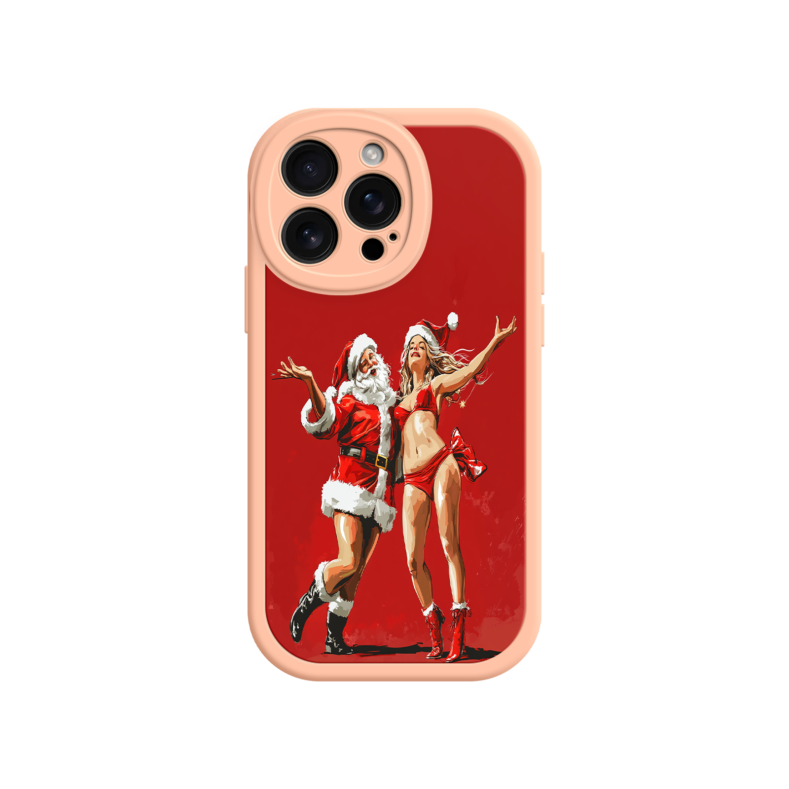 Merry & Flirty iPhone 17 Case – Fun Christmas Couple, Bold Red Festive Design, Santa & Sexy Santa Girl