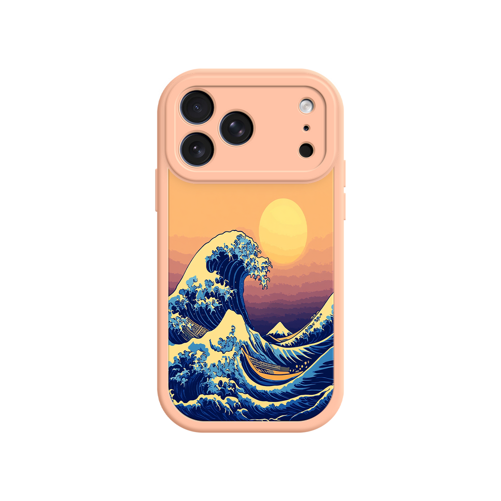 Great Wave Sunset iPhone Case – Japanese Art with Ocean & Mountain Design