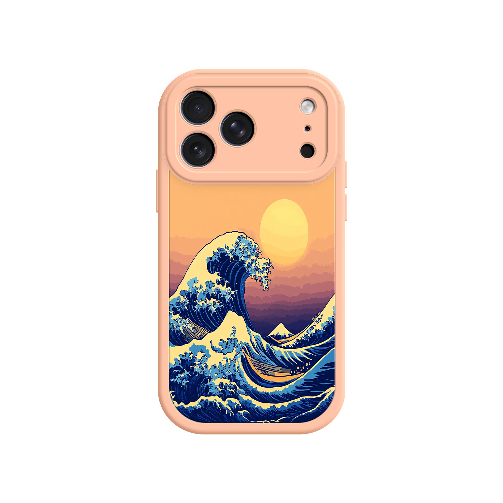 Great Wave Sunset iPhone Case – Japanese Art with Ocean & Mountain Design