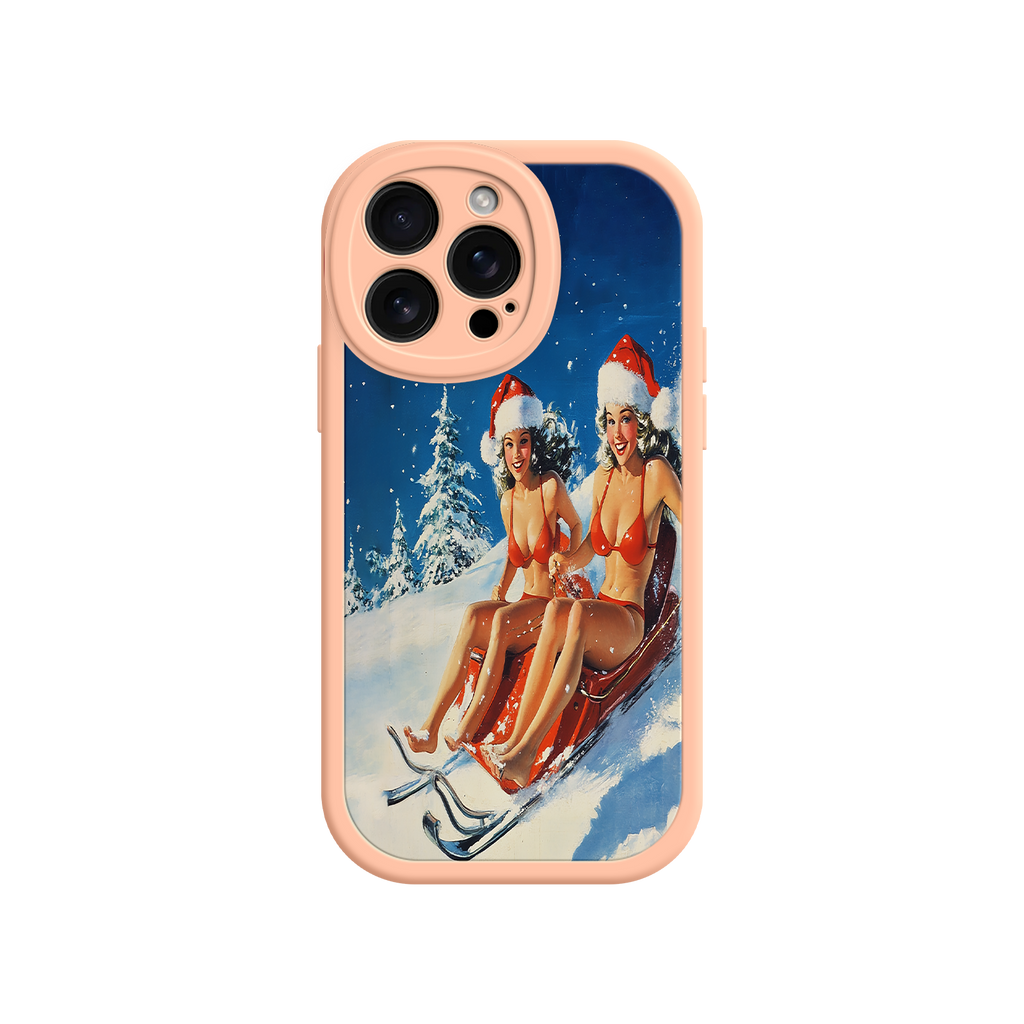 Santa Bikini Sled iPhone 17 Case – Funny Christmas Design, Sexy Holiday Vibes, Winter Wonderland Art