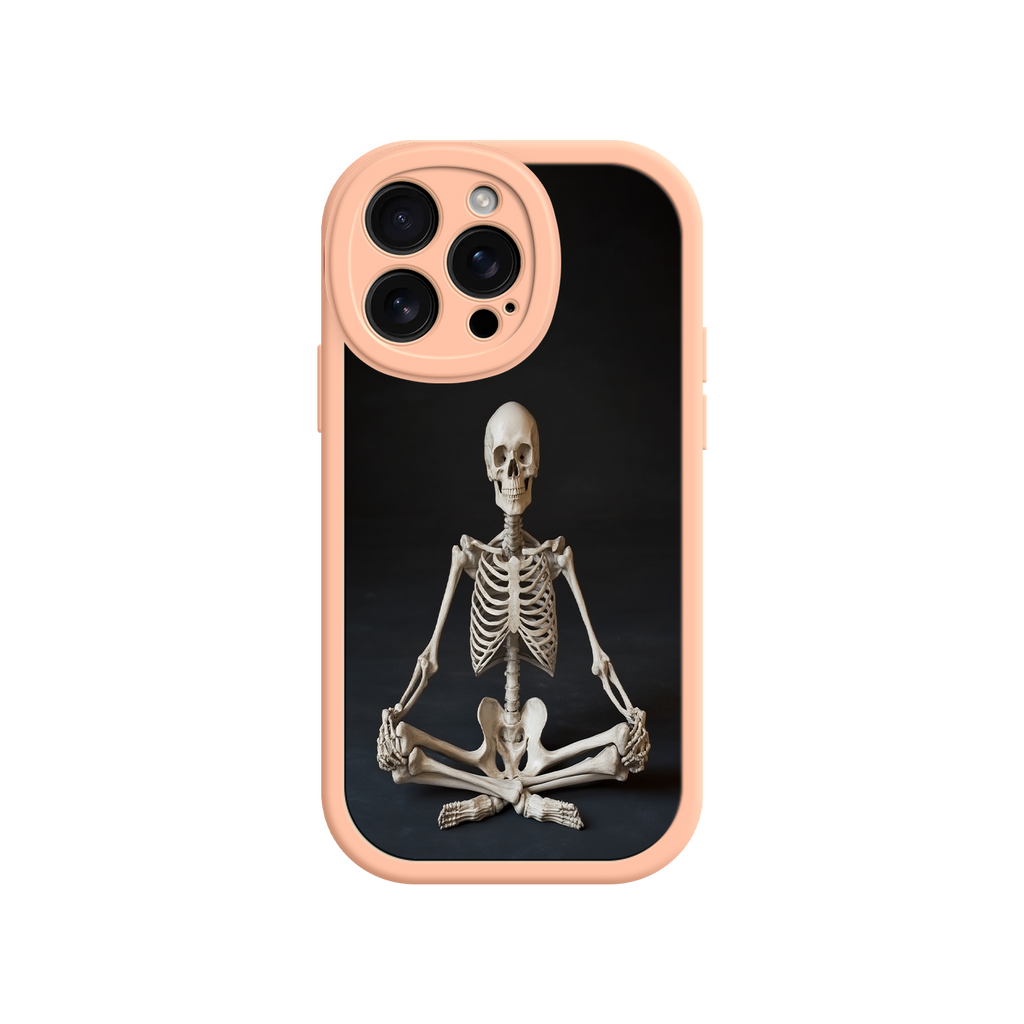 Meditating Skeleton iPhone 17 Case – Gothic Skelly Yoga Art, Anatomical Design, Spiritual Aesthetic