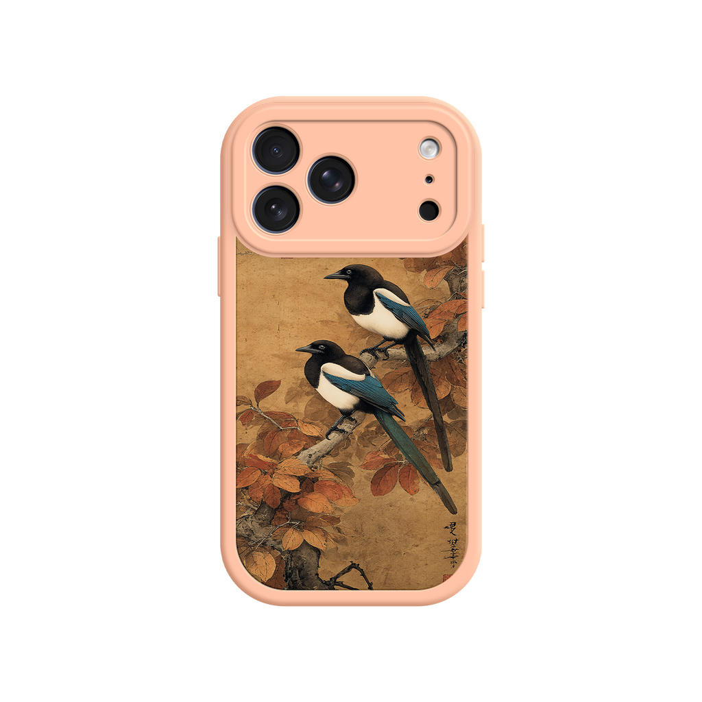 Elegant phone case featuring traditional bird artwork