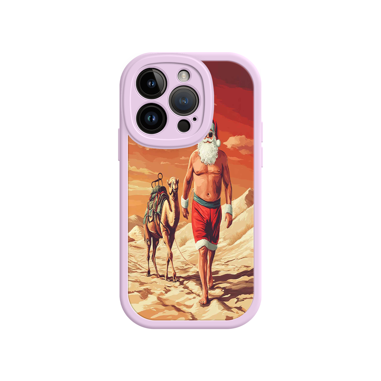 Desert Santa iPhone 17 Case – Funny Christmas Design, Muscular Santa & Camel, Holiday Heat Vibes