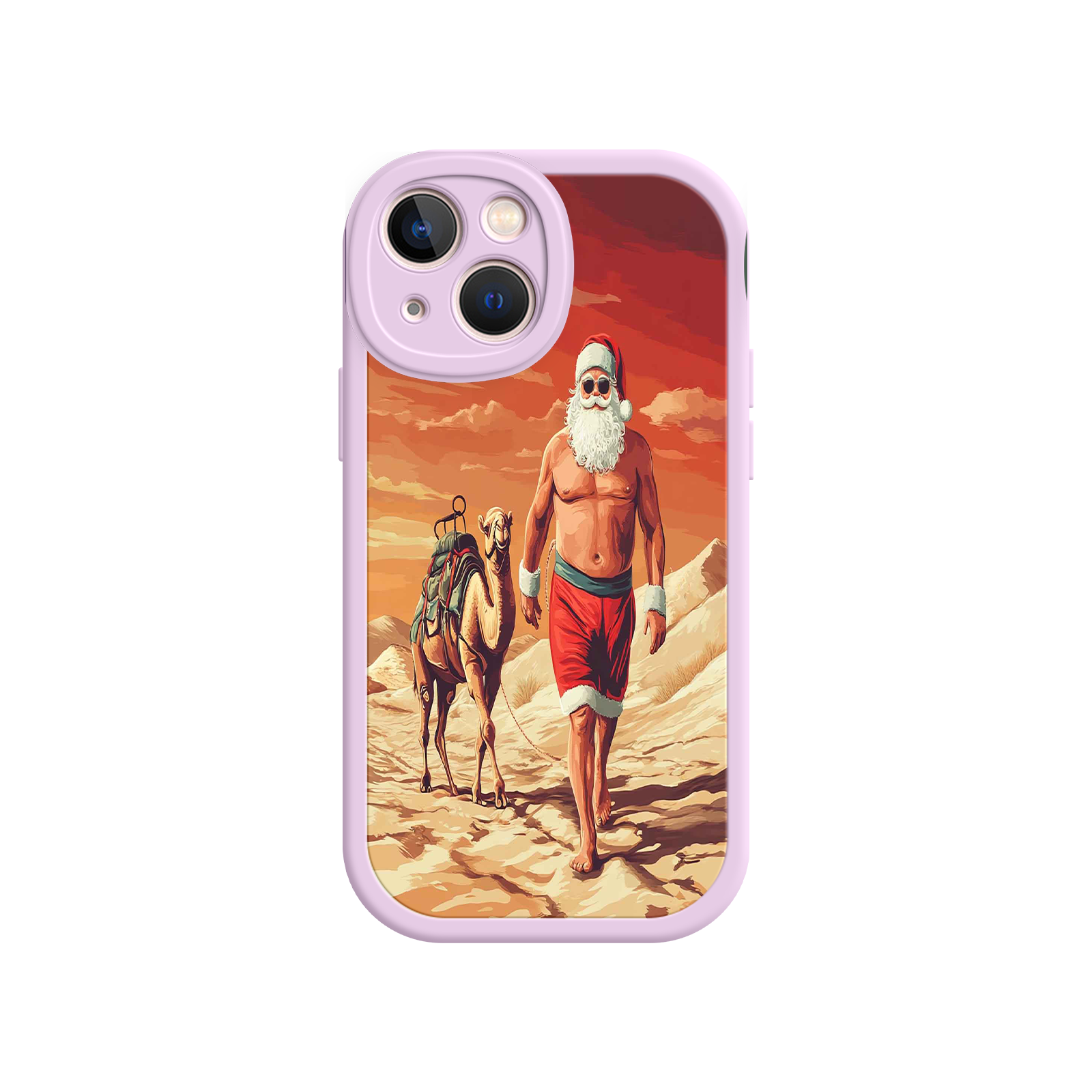 Desert Santa iPhone 17 Case – Funny Christmas Design, Muscular Santa & Camel, Holiday Heat Vibes