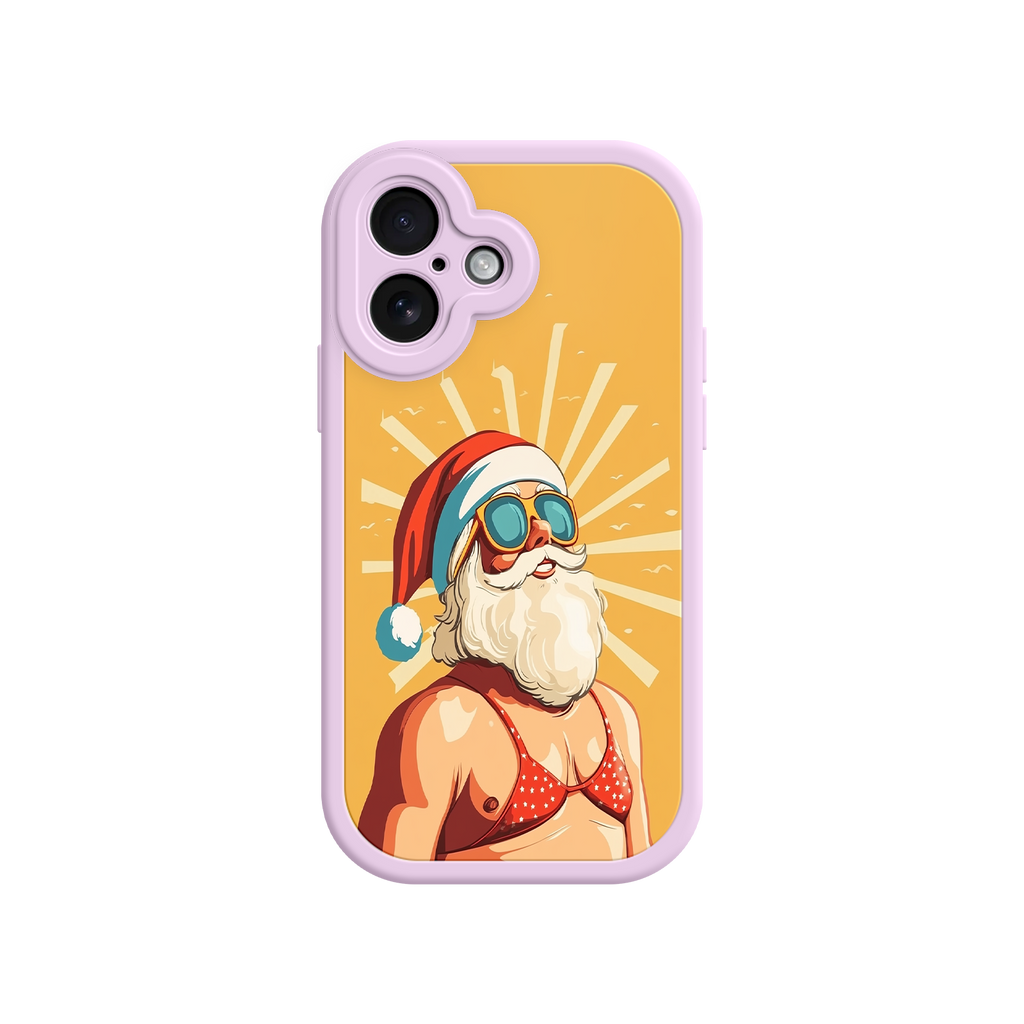 Humorous iPhone case with sunburst and Santa goggles
