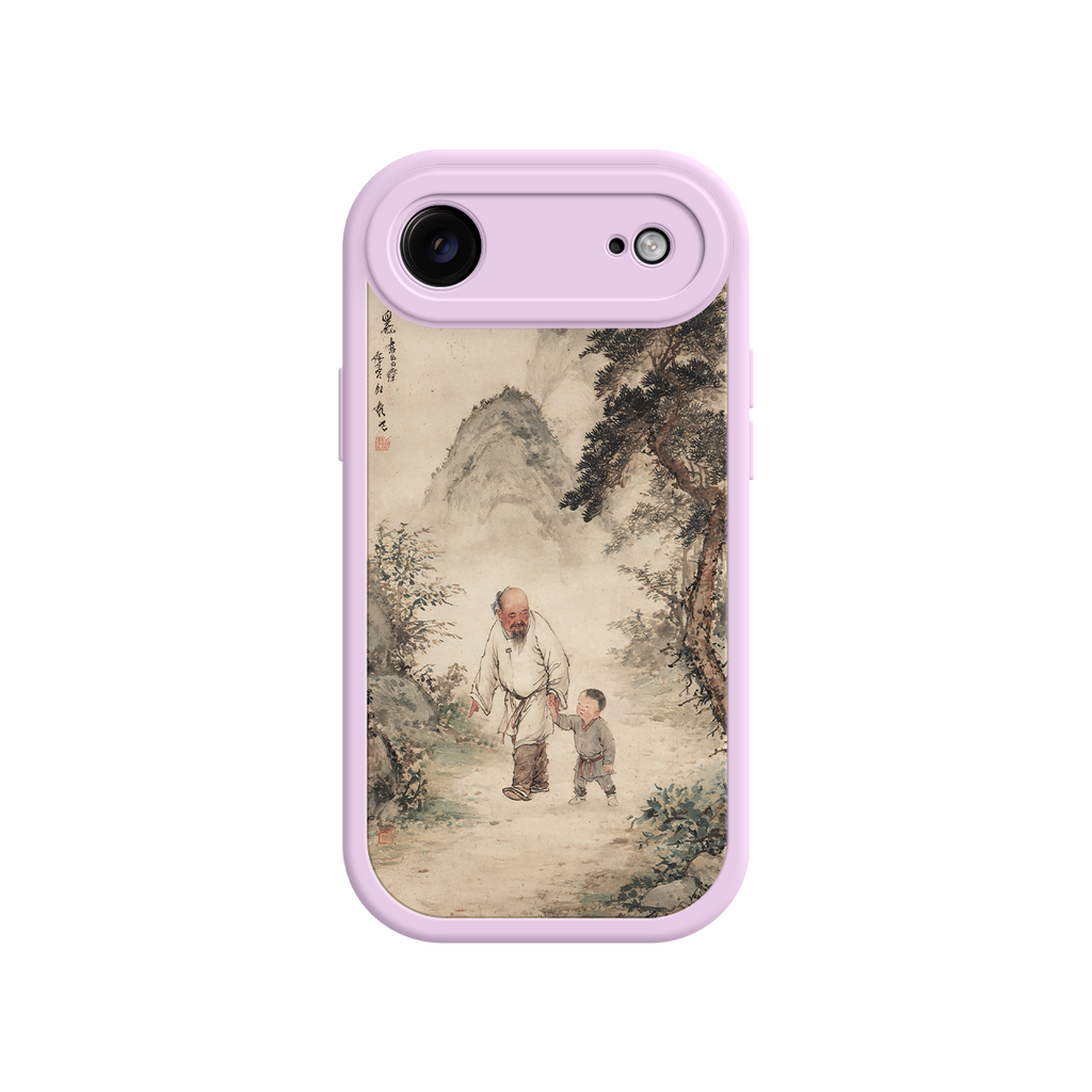 iPhone case with aged parchment-style artwork