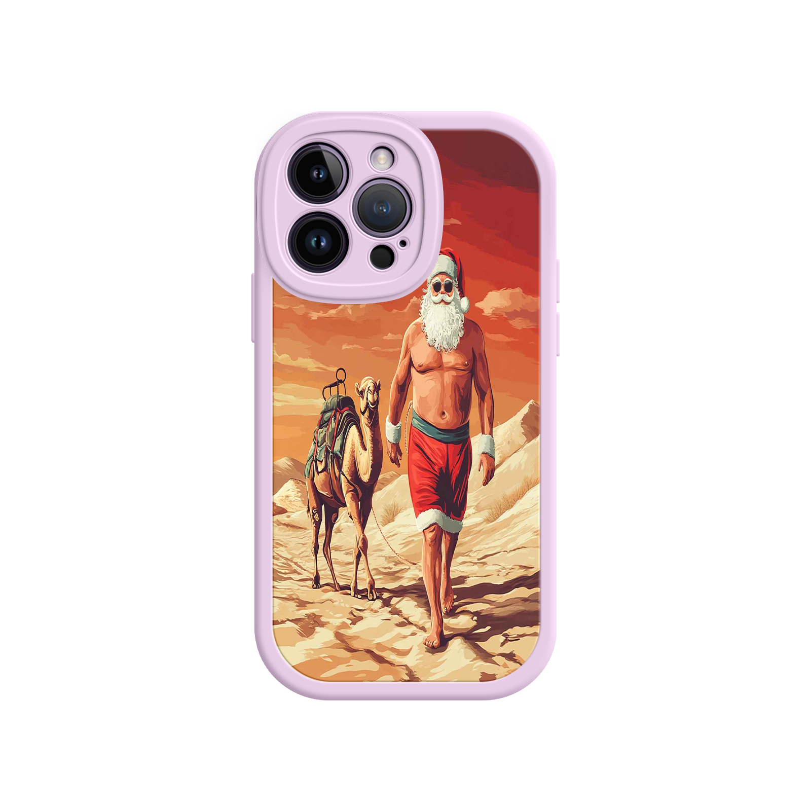Desert Santa iPhone 17 Case – Funny Christmas Design, Muscular Santa & Camel, Holiday Heat Vibes