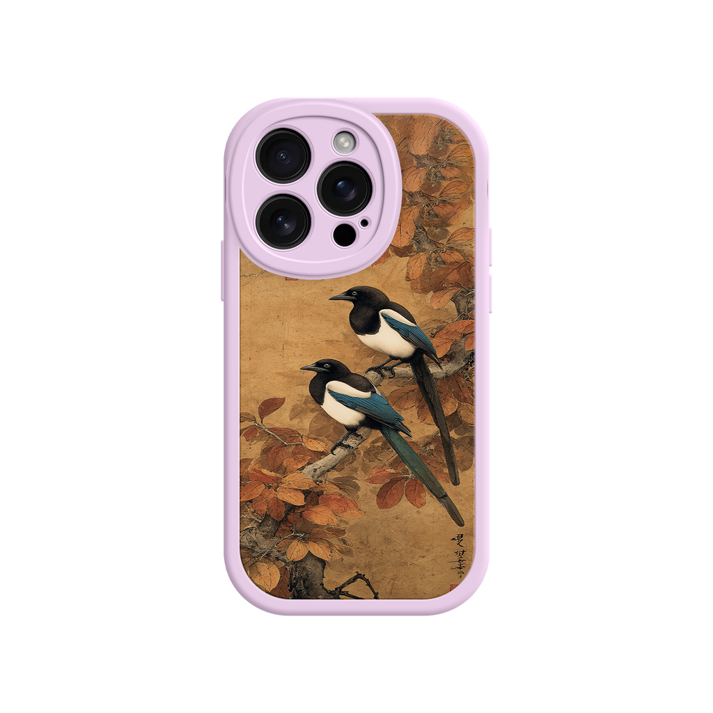 Autumn-inspired phone case with traditional artwork