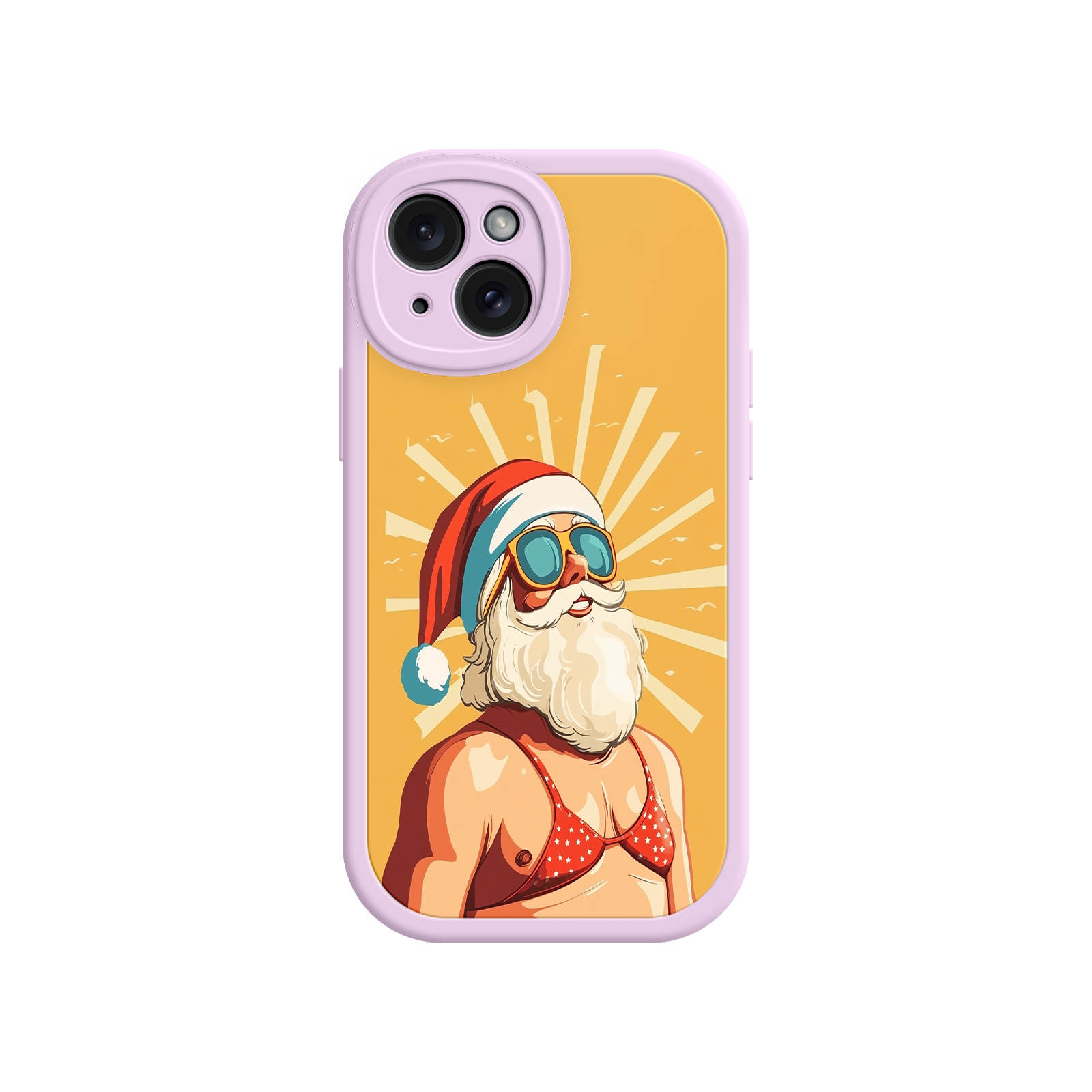 Tropical Christmas phone case with funny Santa art