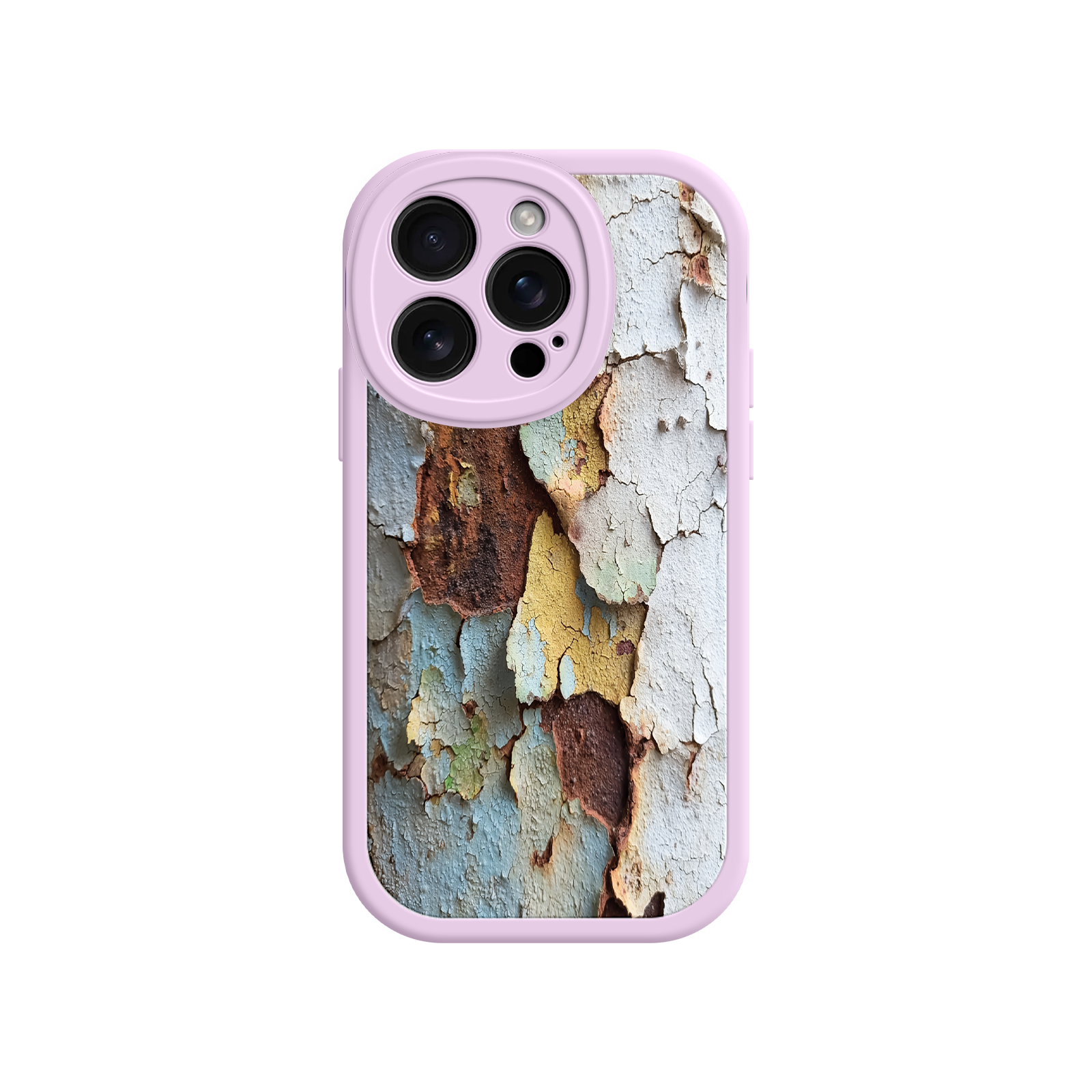 Distressed phone case with multicolor paint pattern