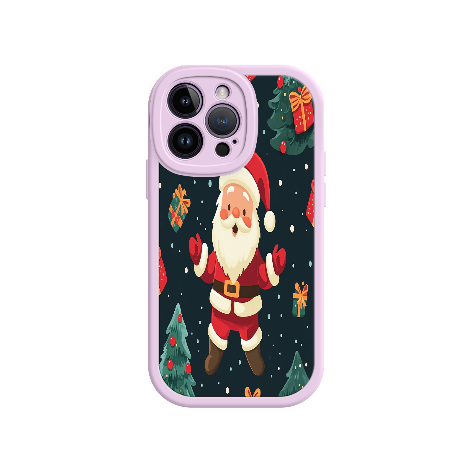 Festive Santa iPhone 17 Case – Christmas Holiday Design, Jolly Santa Claus, Gift Boxes & Trees