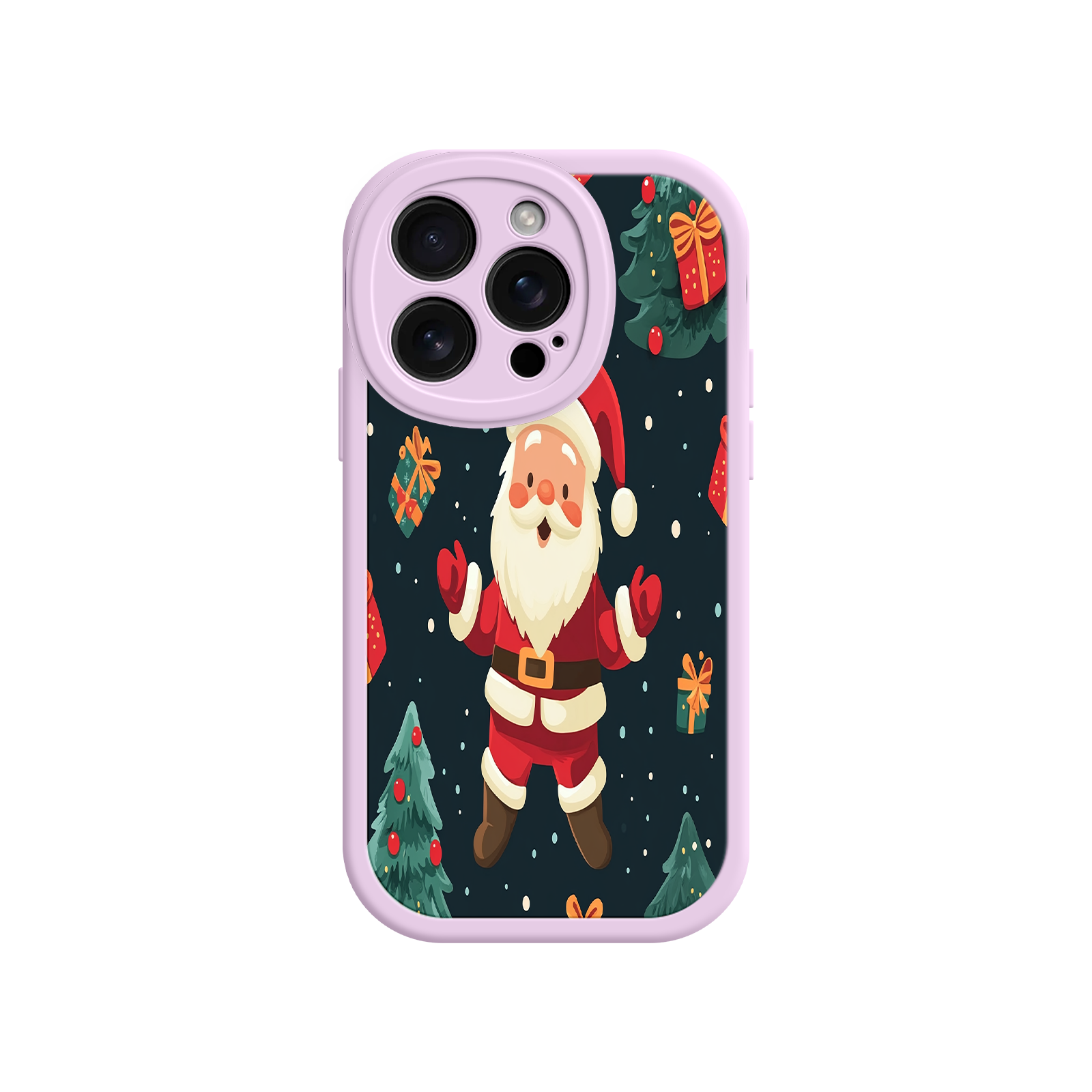 Festive Santa iPhone 17 Case – Christmas Holiday Design, Jolly Santa Claus, Gift Boxes & Trees