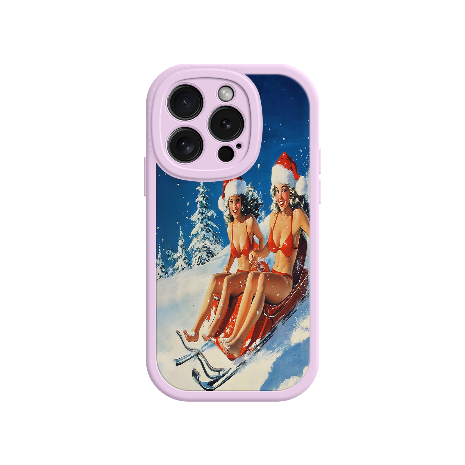 Santa Bikini Sled iPhone 17 Case – Funny Christmas Design, Sexy Holiday Vibes, Winter Wonderland Art