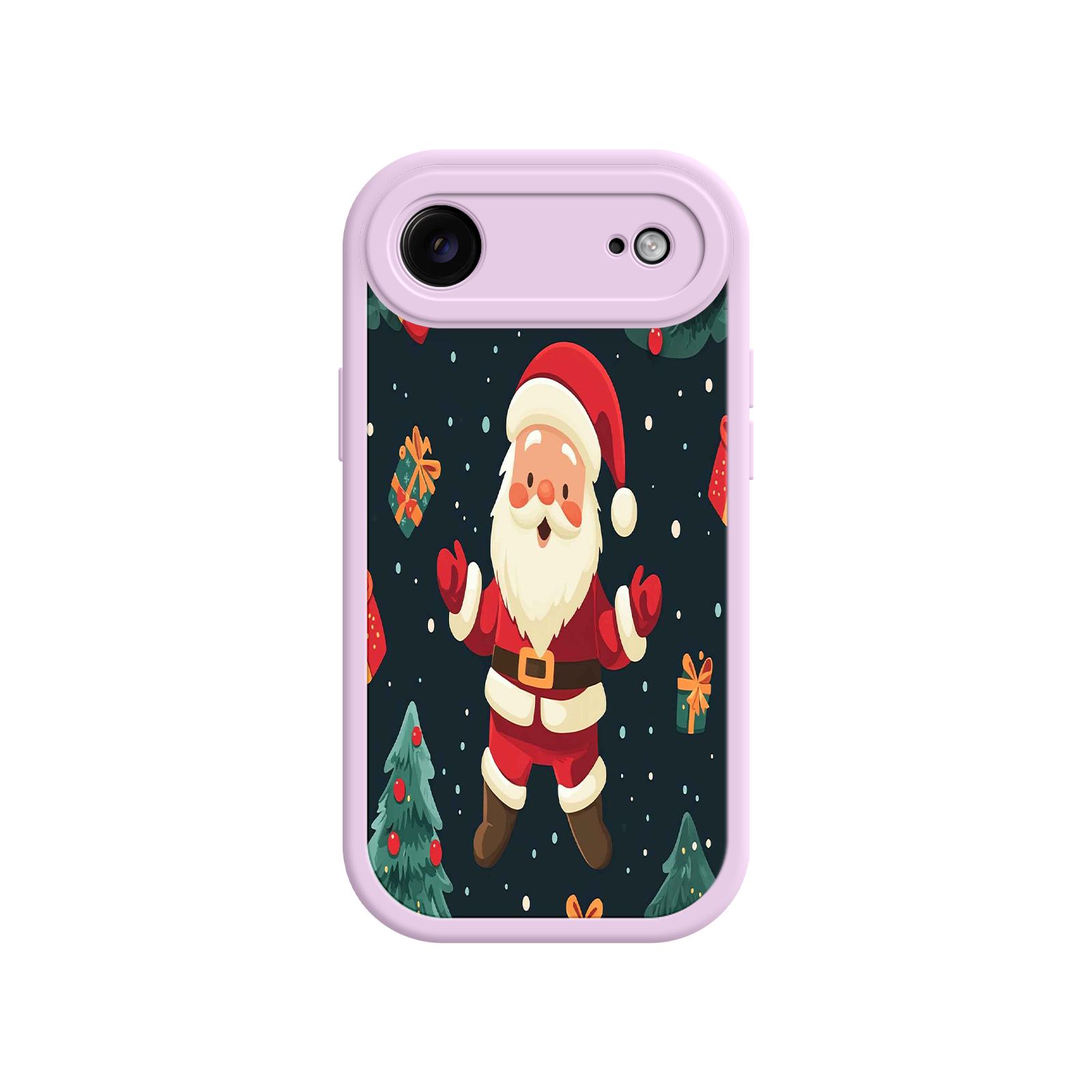 Festive Santa iPhone 17 Case – Christmas Holiday Design, Jolly Santa Claus, Gift Boxes & Trees