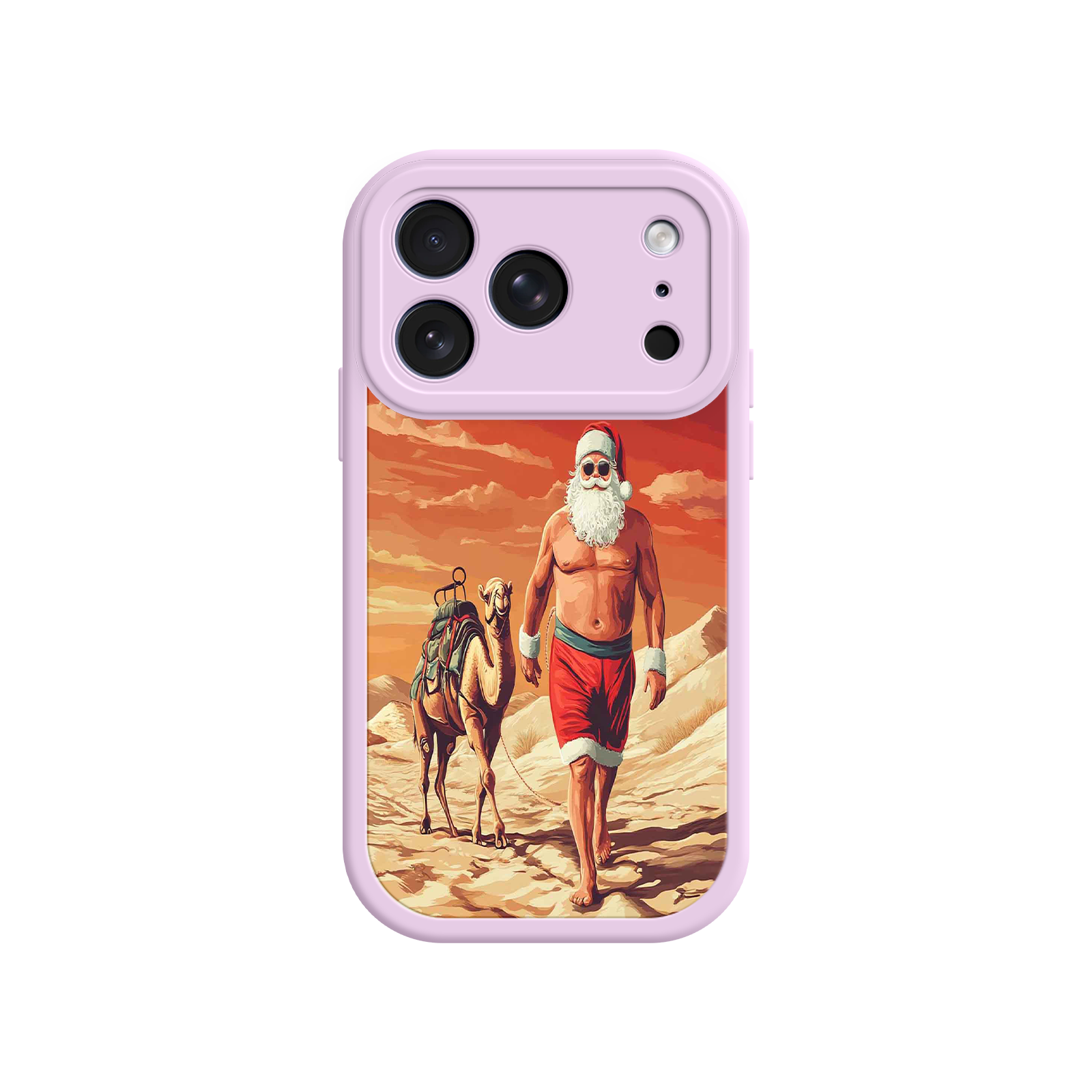 Desert Santa iPhone 17 Case – Funny Christmas Design, Muscular Santa & Camel, Holiday Heat Vibes
