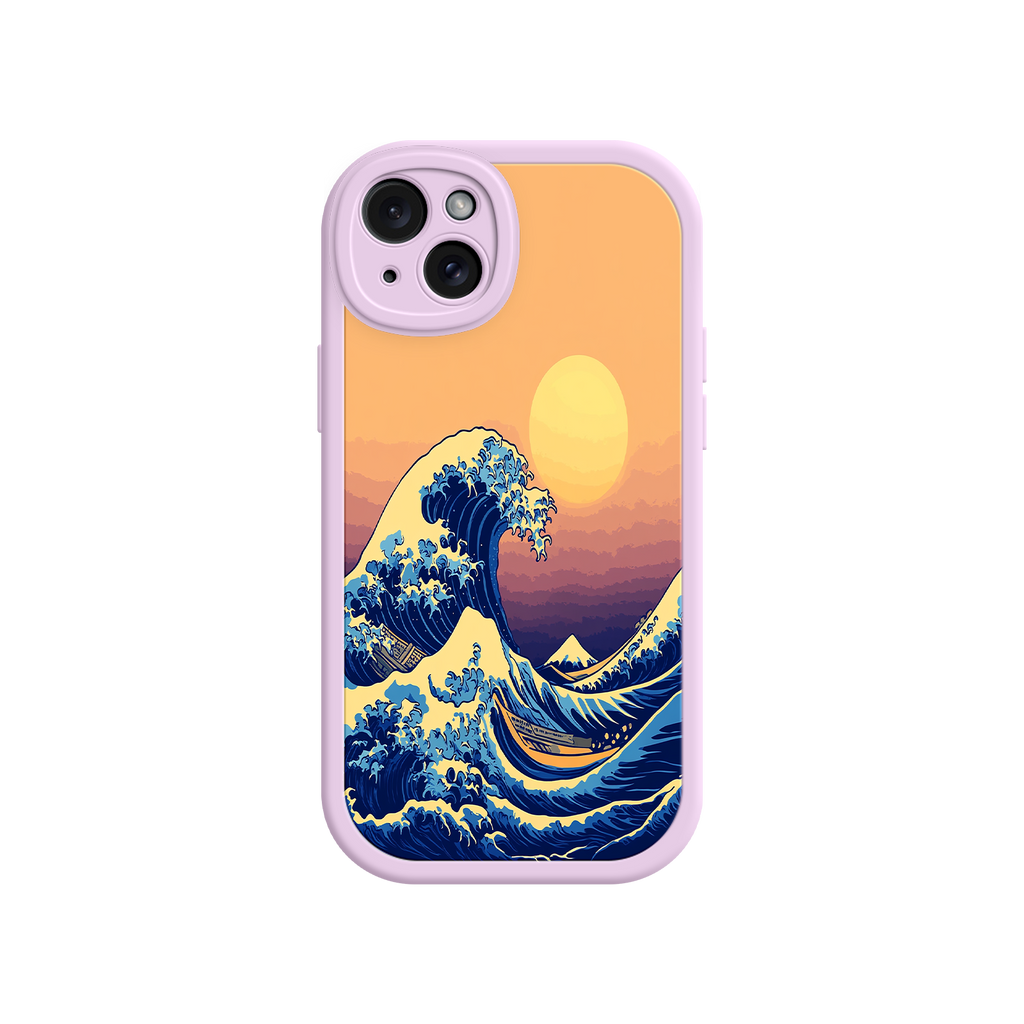 Great Wave Sunset iPhone Case – Japanese Art with Ocean & Mountain Design