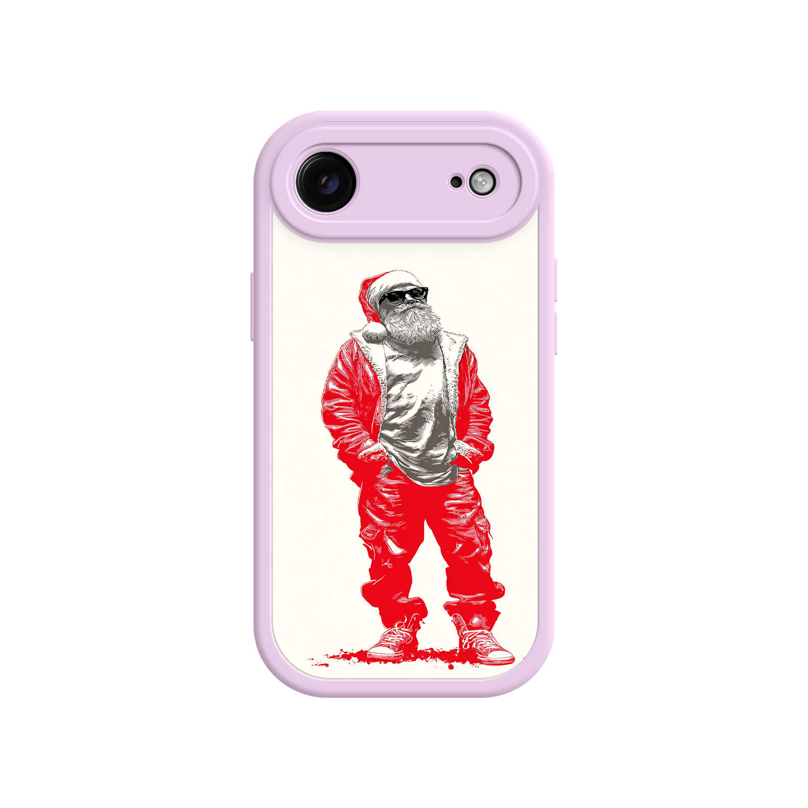 Christmas phone case with bold red Santa illustration