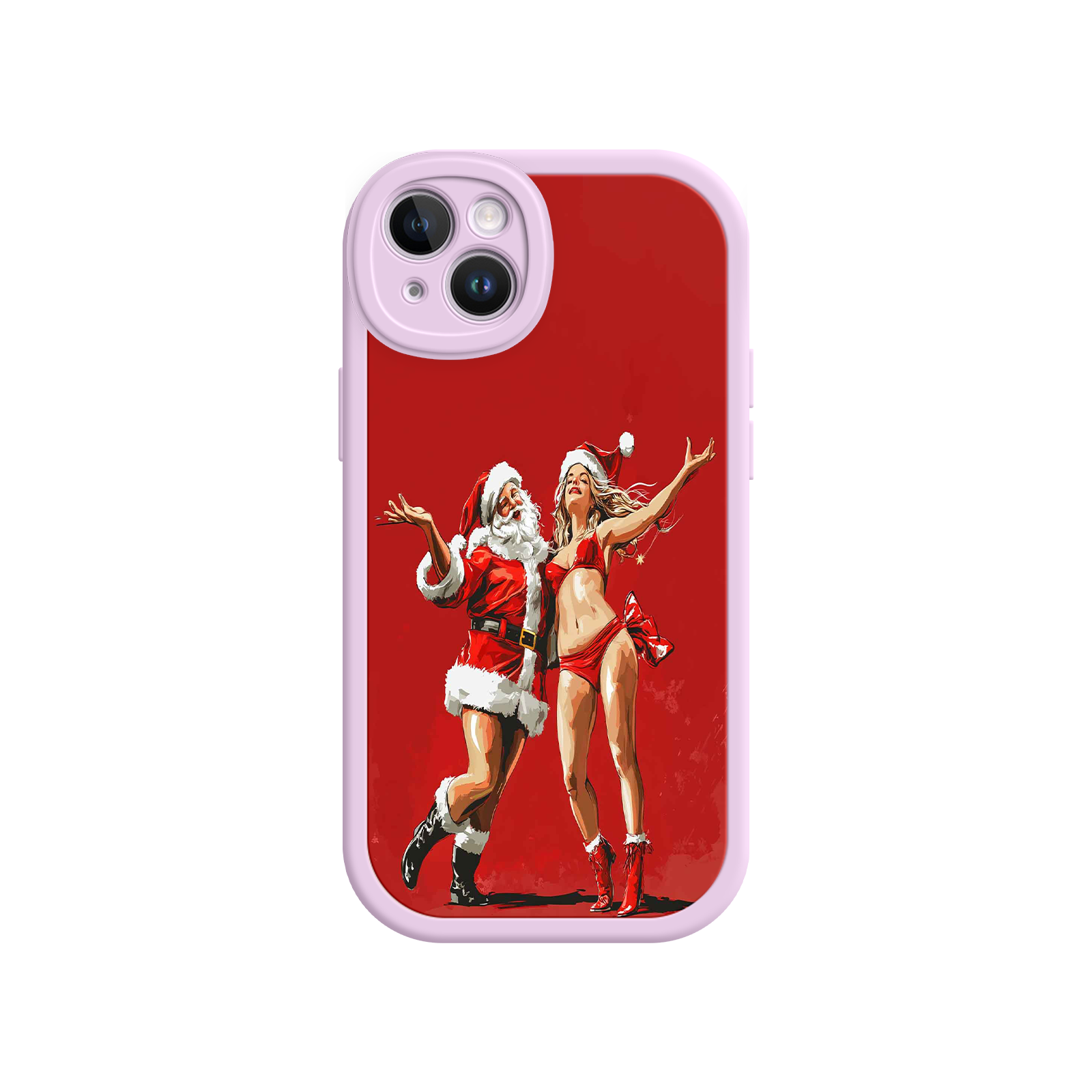 Merry & Flirty iPhone 17 Case – Fun Christmas Couple, Bold Red Festive Design, Santa & Sexy Santa Girl