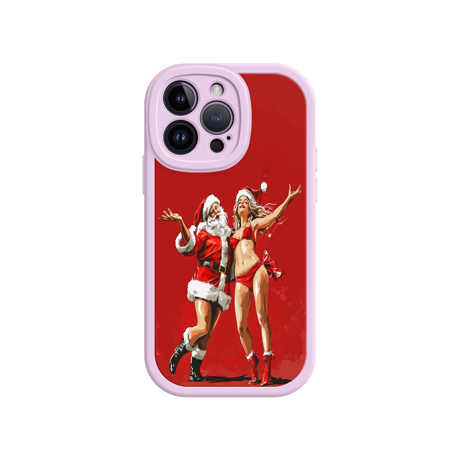 Merry & Flirty iPhone 17 Case – Fun Christmas Couple, Bold Red Festive Design, Santa & Sexy Santa Girl
