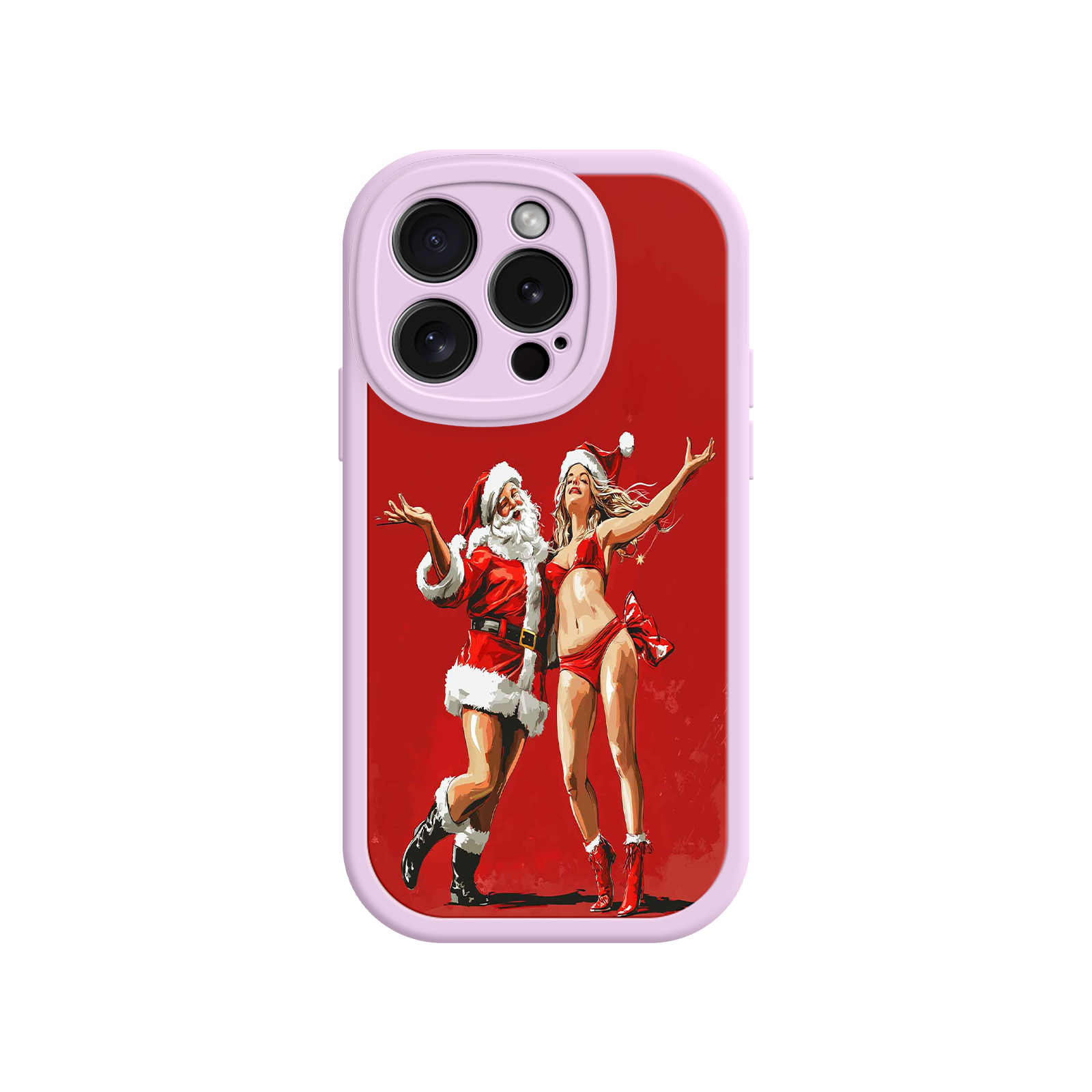 Merry & Flirty iPhone 17 Case – Fun Christmas Couple, Bold Red Festive Design, Santa & Sexy Santa Girl