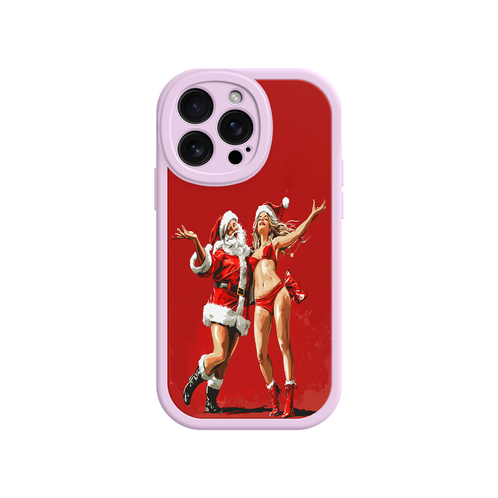 Merry & Flirty iPhone 17 Case – Fun Christmas Couple, Bold Red Festive Design, Santa & Sexy Santa Girl