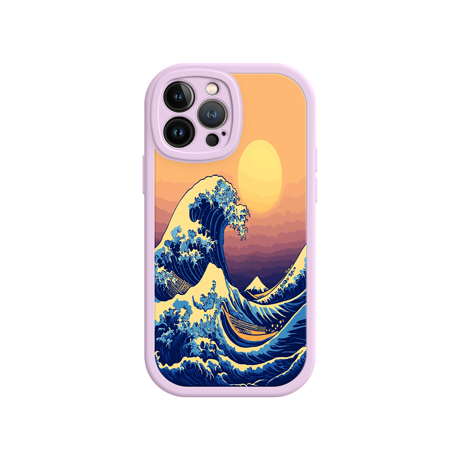 Great Wave Sunset iPhone Case – Japanese Art with Ocean & Mountain Design