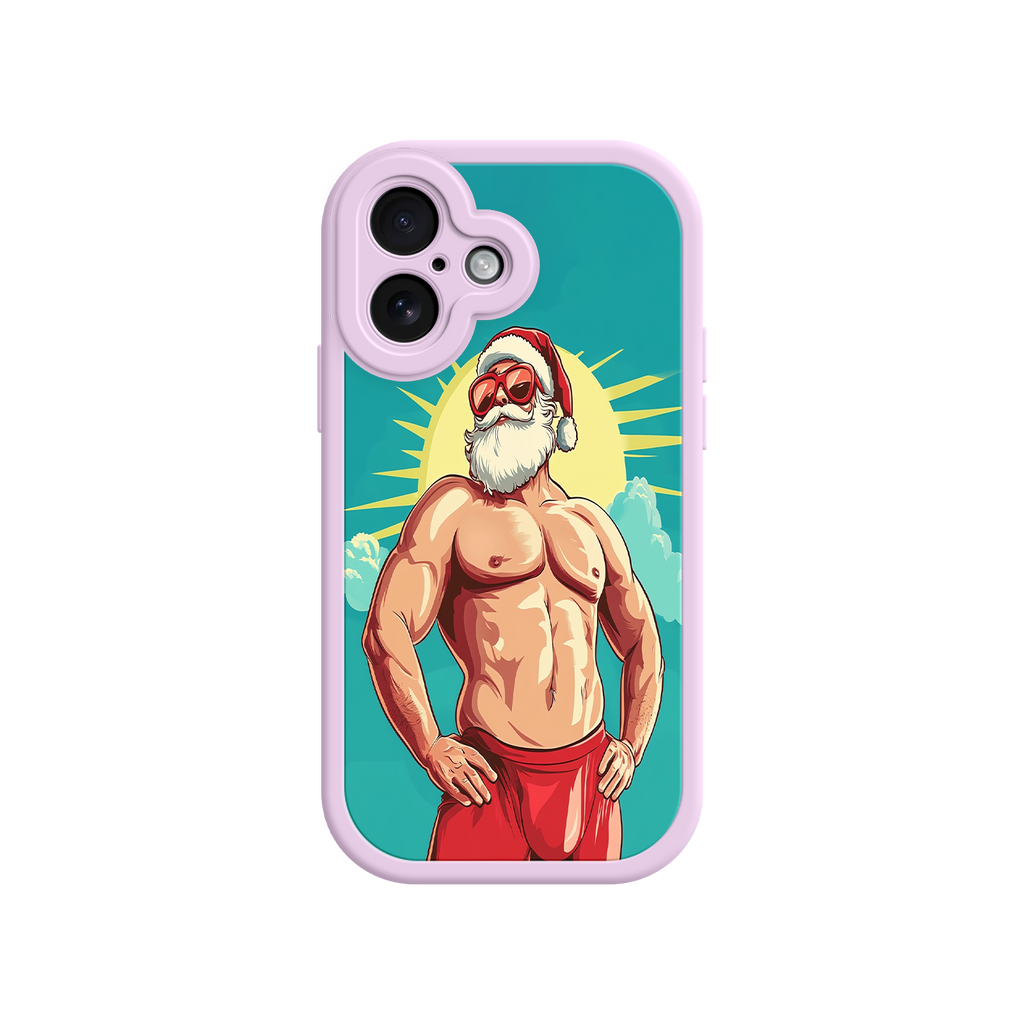 Funny iPhone case with shirtless Santa design