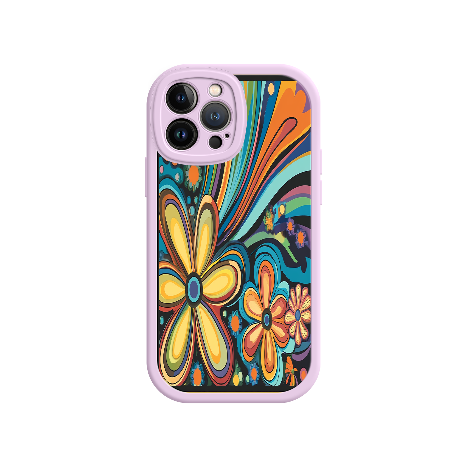 Psychedelic Floral iPhone 17 Case – Hippie Flower Power Design, 60s 70s Retro Vibes, Groovy Swirls