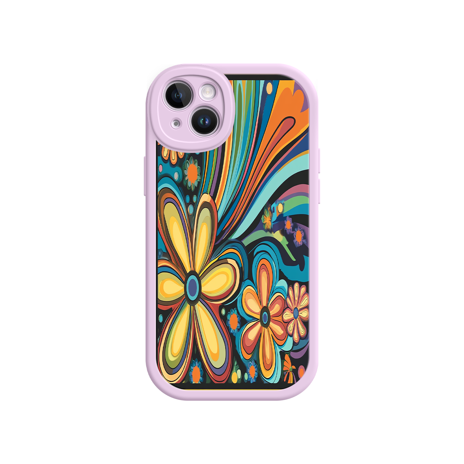 Psychedelic Floral iPhone 17 Case – Hippie Flower Power Design, 60s 70s Retro Vibes, Groovy Swirls