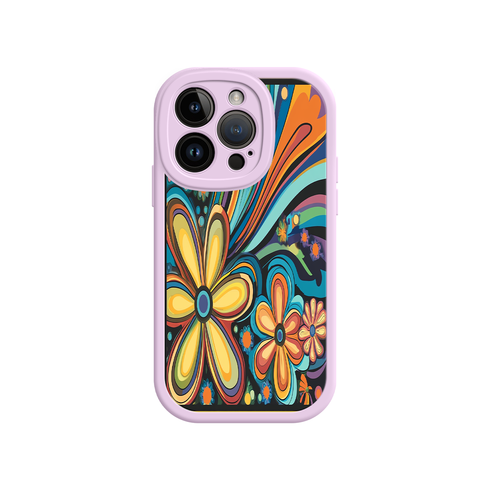 Psychedelic Floral iPhone 17 Case – Hippie Flower Power Design, 60s 70s Retro Vibes, Groovy Swirls