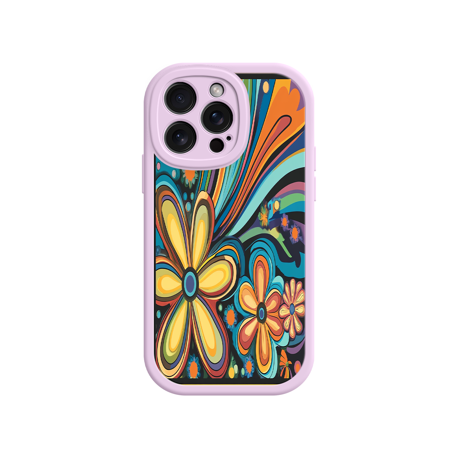 Psychedelic Floral iPhone 17 Case – Hippie Flower Power Design, 60s 70s Retro Vibes, Groovy Swirls