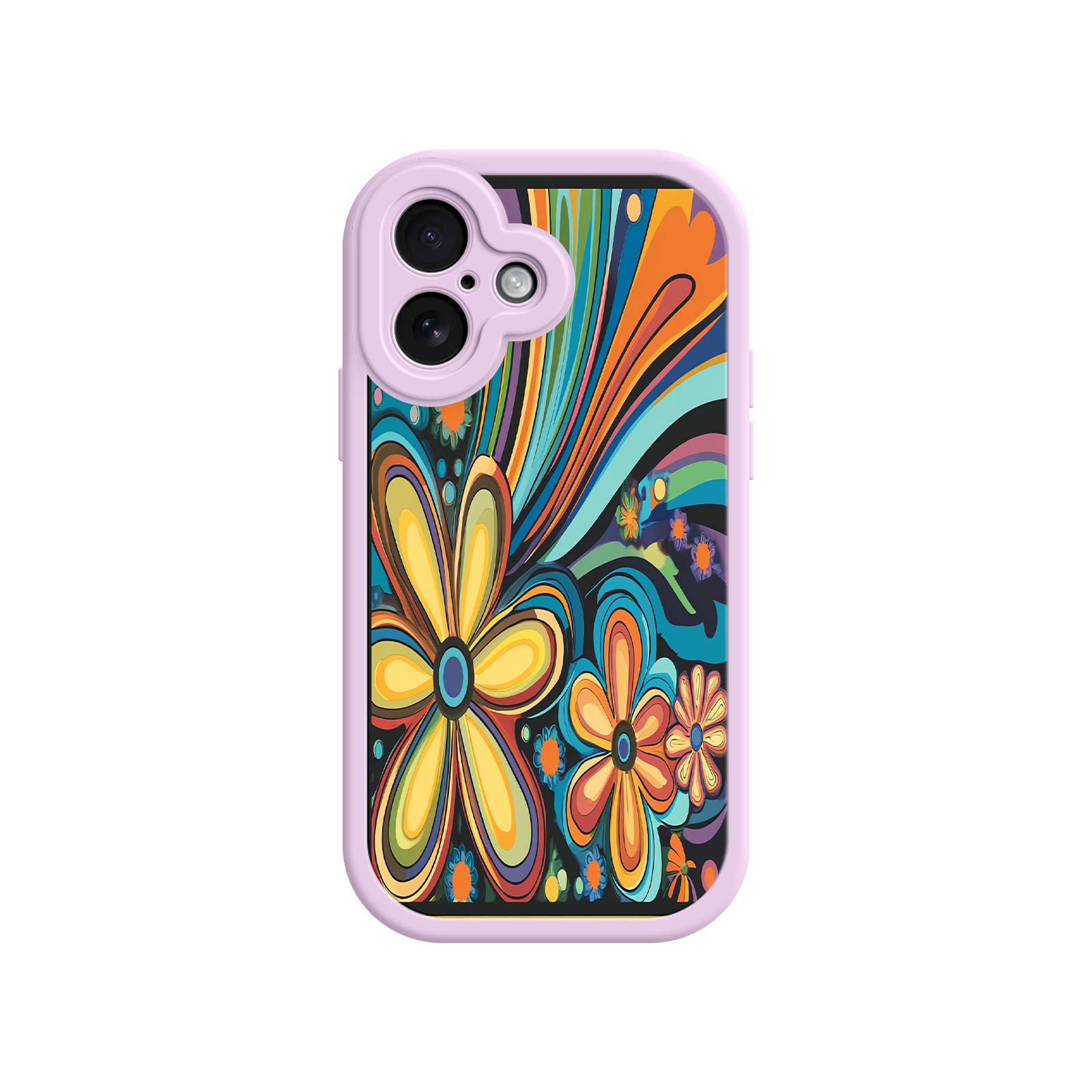 Psychedelic Floral iPhone 17 Case – Hippie Flower Power Design, 60s 70s Retro Vibes, Groovy Swirls