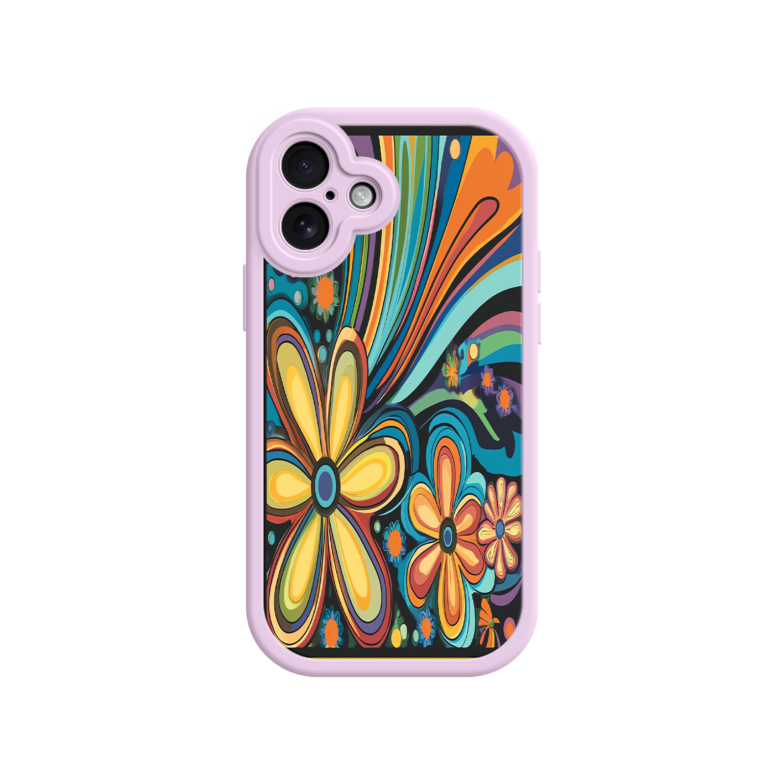 Psychedelic Floral iPhone 17 Case – Hippie Flower Power Design, 60s 70s Retro Vibes, Groovy Swirls