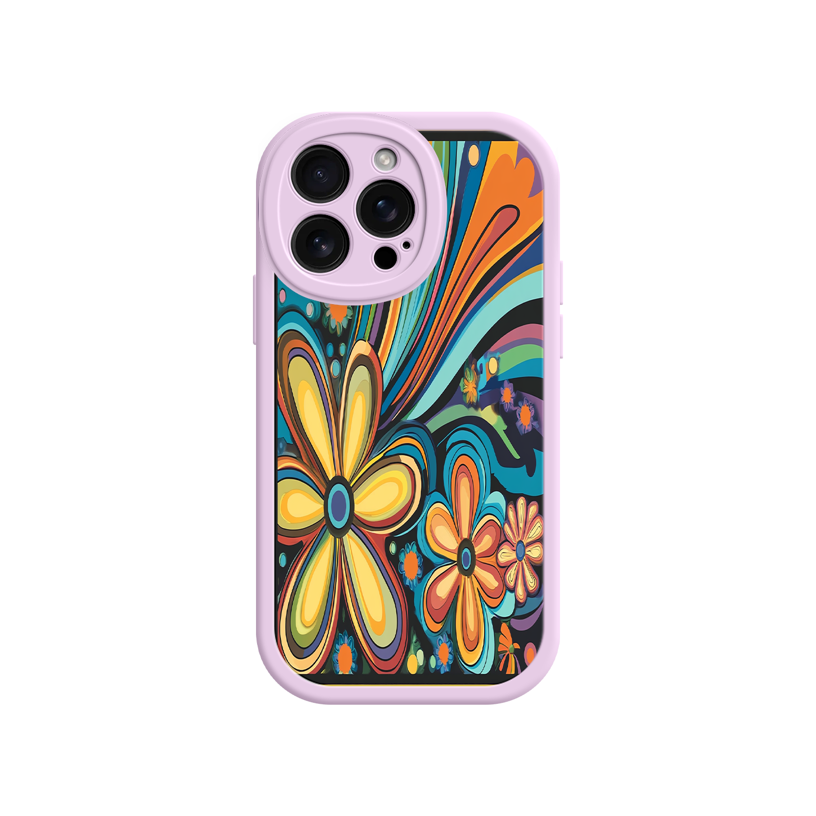 Psychedelic Floral iPhone 17 Case – Hippie Flower Power Design, 60s 70s Retro Vibes, Groovy Swirls