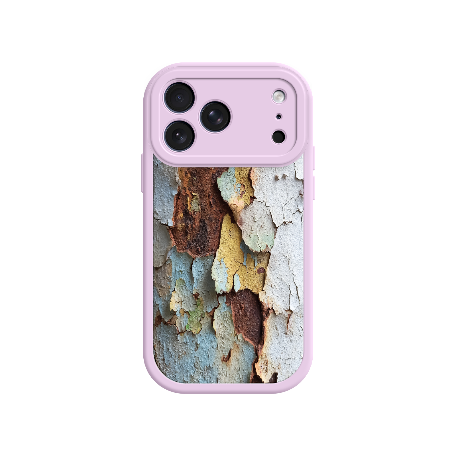 Distressed phone case with cracked paint pattern