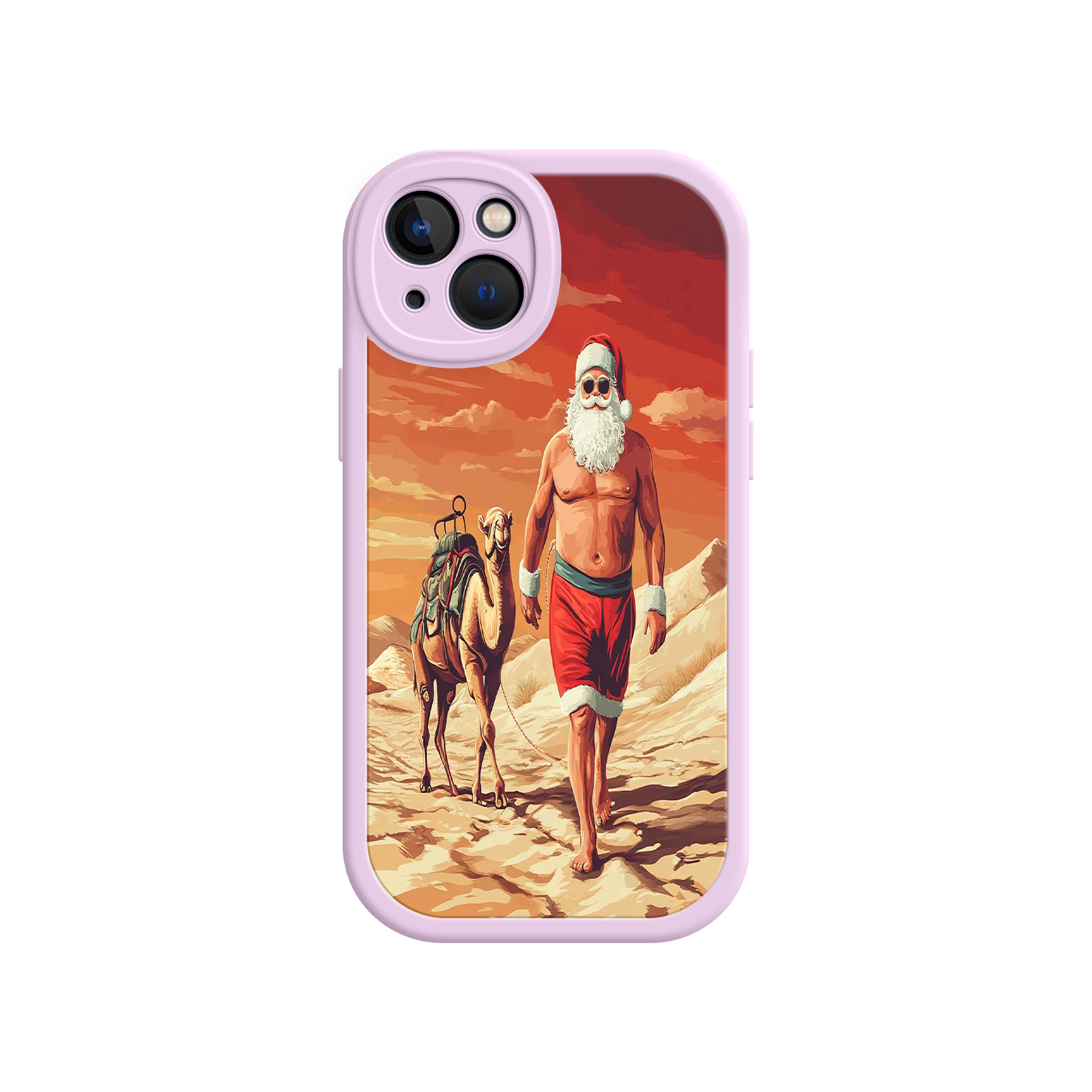 Desert Santa iPhone 17 Case – Funny Christmas Design, Muscular Santa & Camel, Holiday Heat Vibes