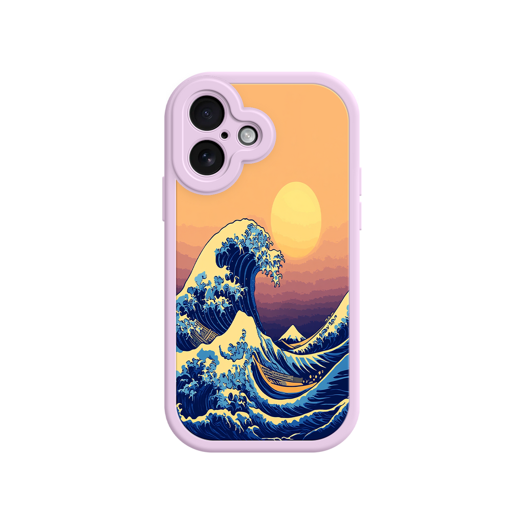 Great Wave Sunset iPhone Case – Japanese Art with Ocean & Mountain Design