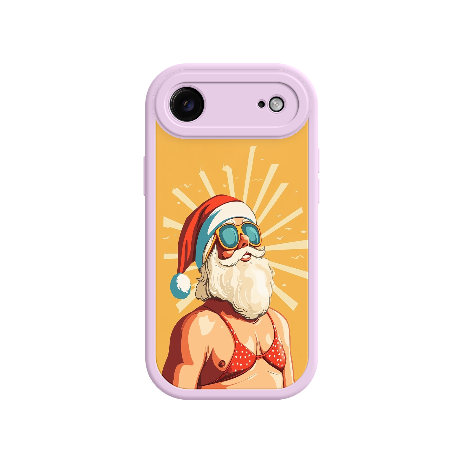 Funny Santa Claus phone case with summer beach vibes