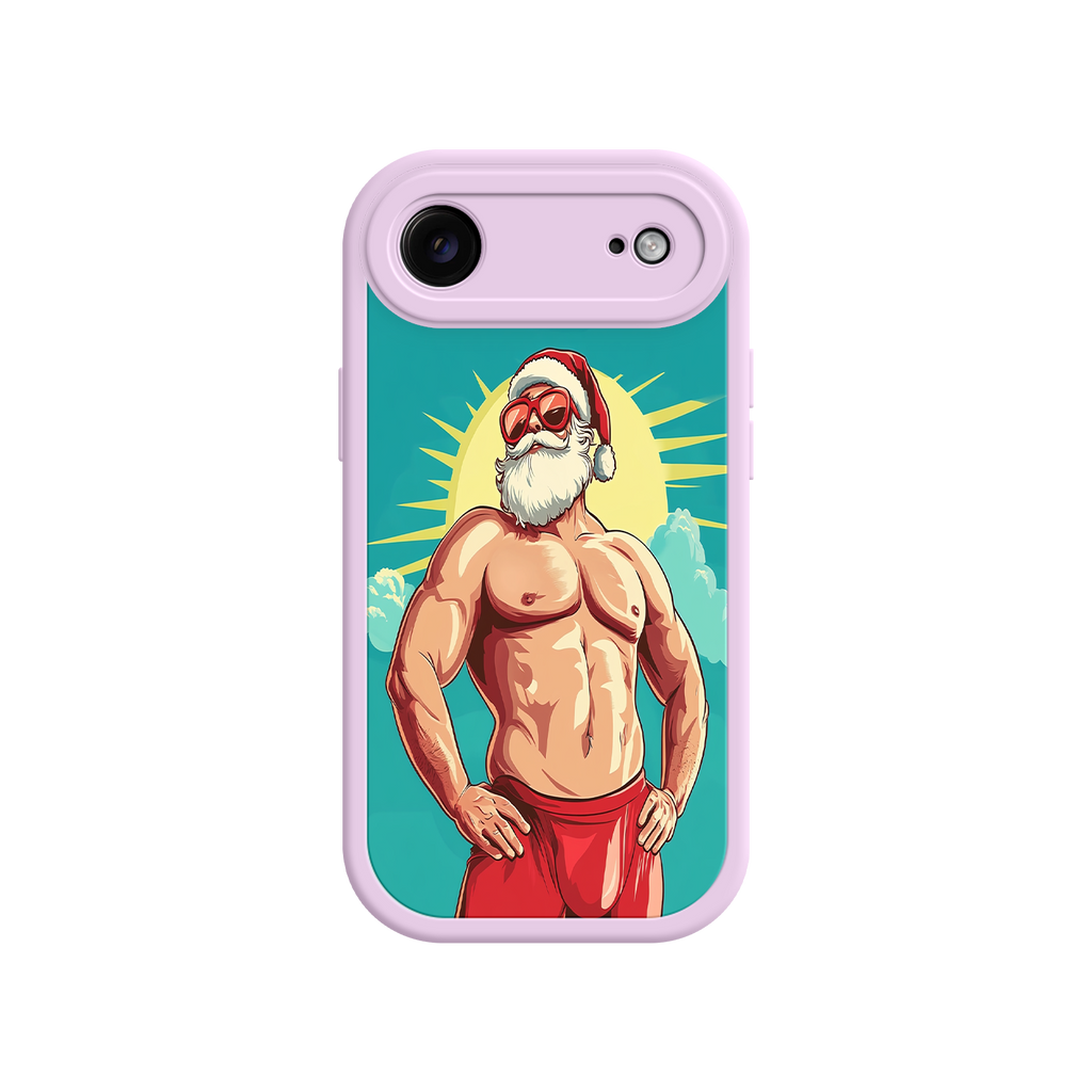 Holiday iPhone case with confident Santa illustration