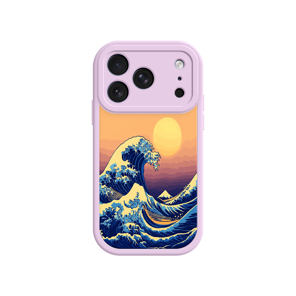 Great Wave Sunset iPhone Case – Japanese Art with Ocean & Mountain Design