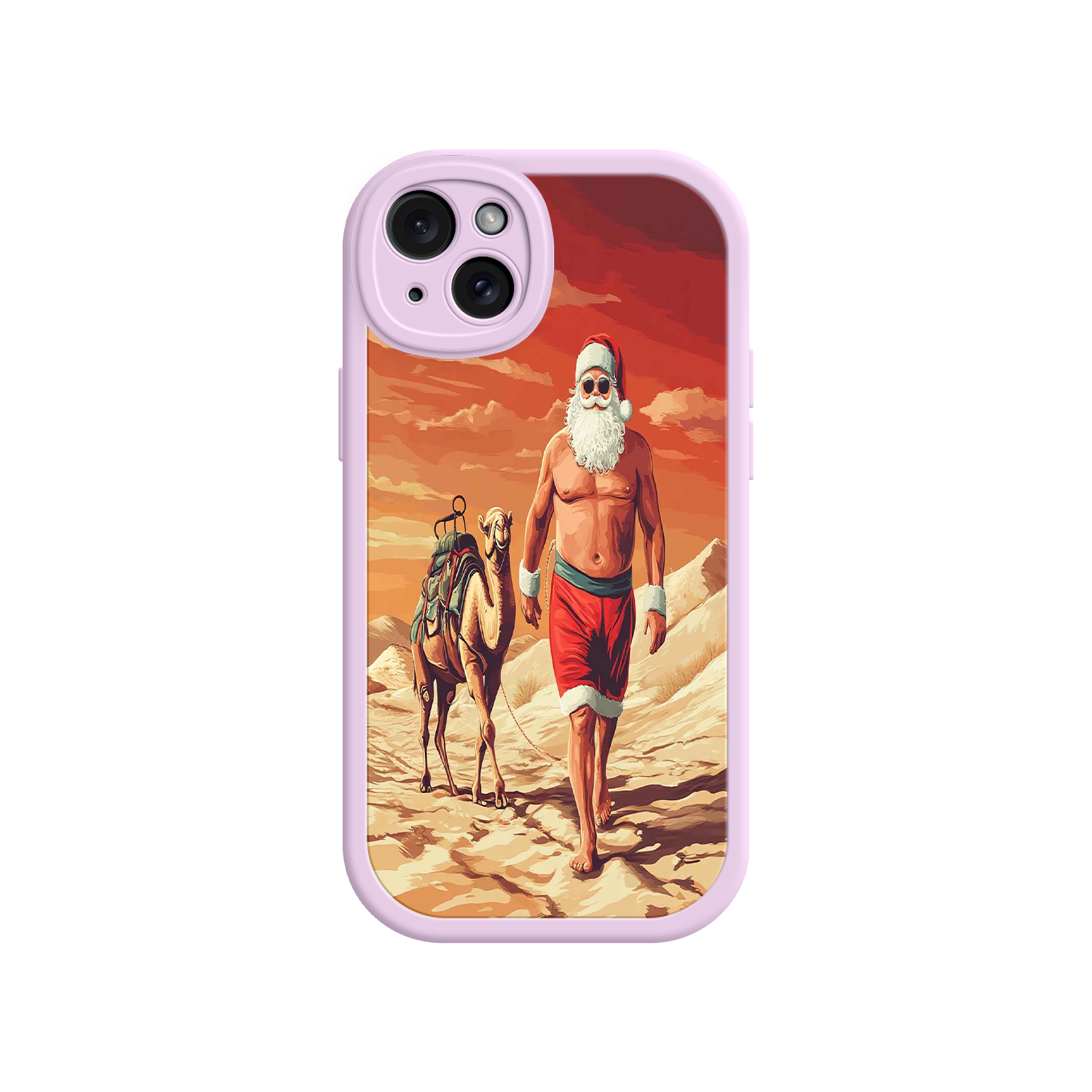 Desert Santa iPhone 17 Case – Funny Christmas Design, Muscular Santa & Camel, Holiday Heat Vibes